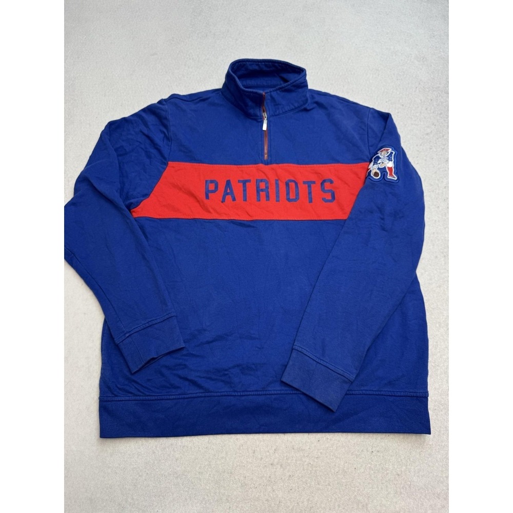 New England Patriots Sweatshirt Mens Large NFL Football Quarter Zip Majestic